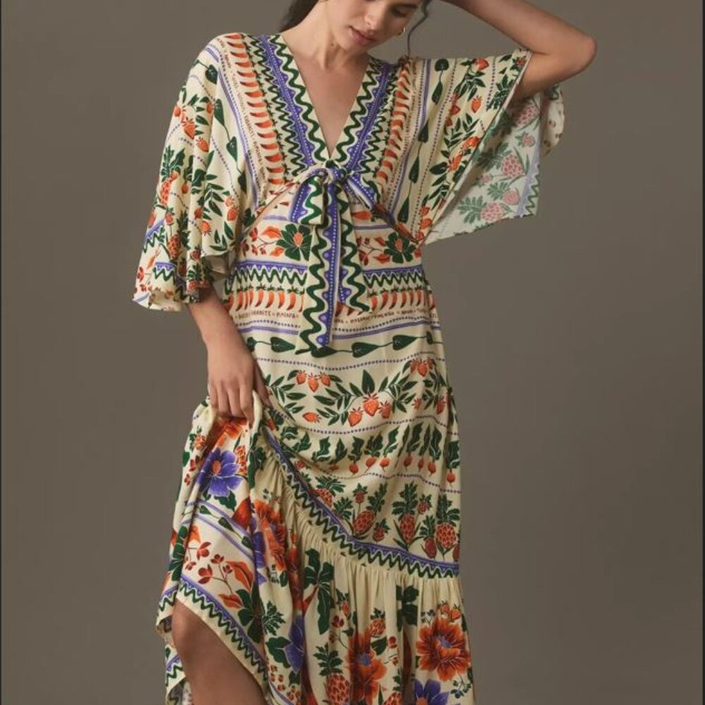 FARM Rio V-Neck Kaftan Maxi Dress